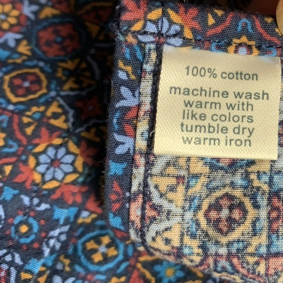 Paul Fredrick EUC 100% Cotton Blue Multicolored Geometric Print Button Down XXLT - Picture 6 of 7